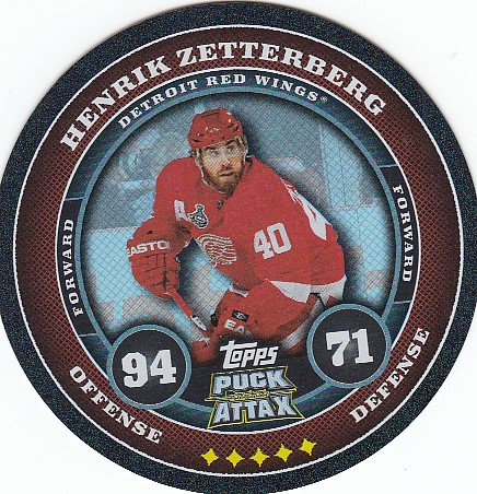 ZETTERBERG Henrik Topps Puck Attax 2009/2010 č. 22 Black Foil
