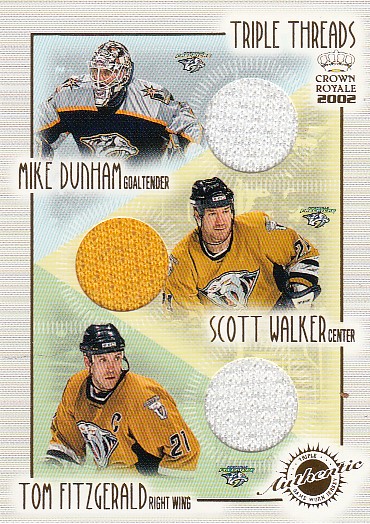 DUNHAM WALKER FITZGERALD Pacific Crown Royale 2001/2002 Triple Threads Jersey č. 16