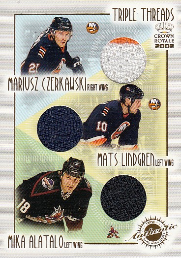 CZERKAWSKI Mariusz LINDGREN Mats ALATALO Mika Pacific Crown Royale 2001/2002 Triple Threads Jersey č. 14