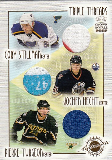 TURGEON Pierre HECHT Johan TURGEON Pierre Pacific Crown Royale 2001/2002 Triple Threads Jersey č. 19
