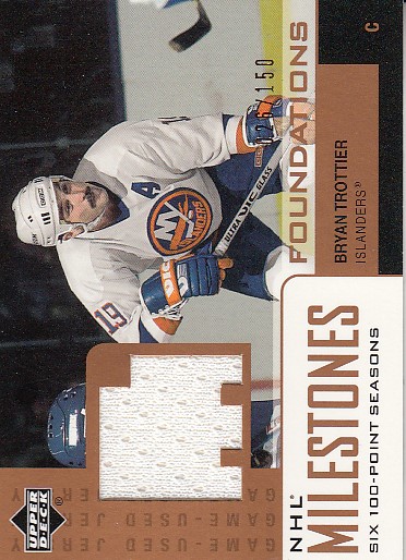 TROTTIER Bryan UD Foundations 2002/2003 Milestones Winners Game-Used Jersey N-BT Bronze /150