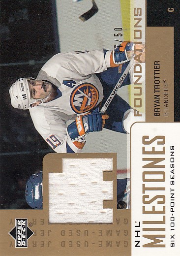 TROTTIER Bryan UD Foundations 2002/2003 Milestones Winners Game-Used Jersey N-BT Gold /50