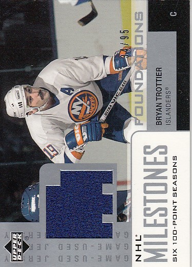 TROTTIER Bryan UD Foundations 2002/2003 Milestones Winners Game-Used Jersey N-BT Silver /95
