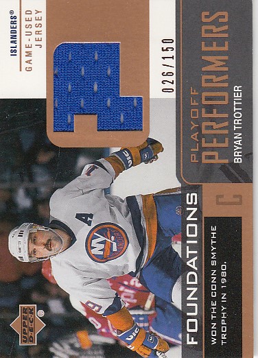 TROTTIER Bryan UD Foundations 2002/2003 PlayOff Performers Game-Used Jersey P-BT Bronze /150