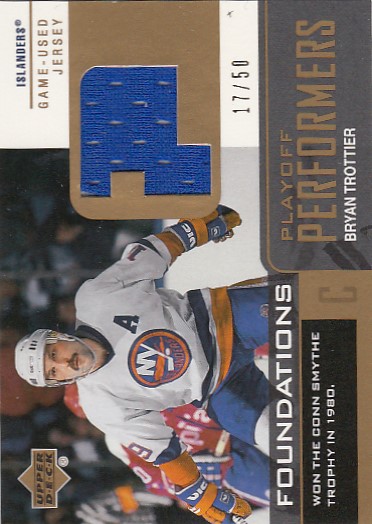 TROTTIER Bryan UD Foundations 2002/2003 PlayOff Performers Game-Used Jersey P-BT Gold /50