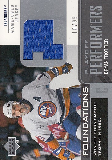 TROTTIER Bryan UD Foundations 2002/2003 PlayOff Performers Game-Used Jersey P-BT Silver /95
