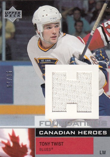 TWIST Tony UD Foundations 2002/2003 Canadian Heroes Game-Used Jersey C-TT Silver /95