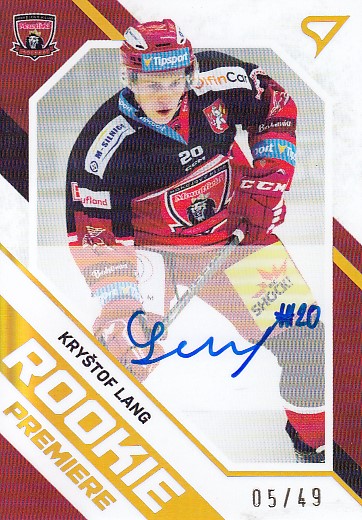 LANG Kryštof SPORTZOO 2021/2022 Rookie Premiere Auto RP-17 /49