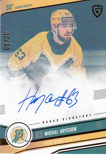 HRYCIOW Michal GOAL cards 2024/2025 Vsetín 30 č. 15 Signature /30