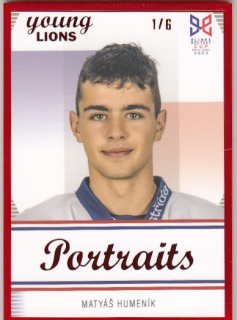 HUMENÍK Matyáš Legendary Cards Hlinka Gretzky Cup 2023 Portraits P-12 Frame Red /6