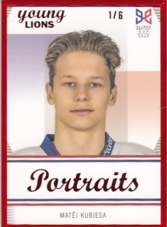 KUBIESA Matěj Legendary Cards Hlinka Gretzky Cup 2023 Portraits P-18 Frame Red /6