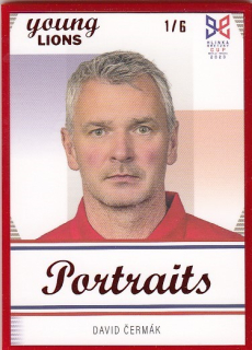 ČERMÁK David Legendary Cards Hlinka Gretzky Cup 2023 Portraits P-23 Frame Red /6