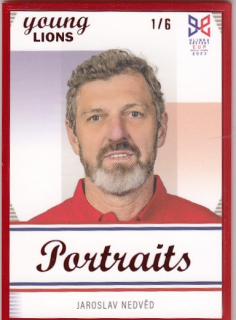 NEDVĚD Jaroslav Legendary Cards Hlinka Gretzky Cup 2023 Portraits P-24 Frame Red /6