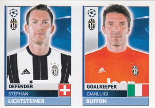 BUFFON Gianluigi LICHTSTEINER Topps Sticker 2016/2017 Champions League JUV4 JUV5