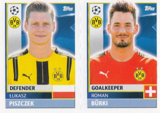 BÜRKI Roman PISZCZEK Topps Sticker 2016/2017 Champions league DOR4 DOR5