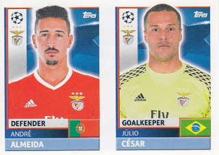 CÉSAR Júlio ALMEIDA Topps Sticker 2016/2017 Champions League BEN4 BEN5