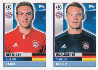 NEUER Manuel LAHM Topps Sticker 2016/2017 Champions league BMU4 BMU5