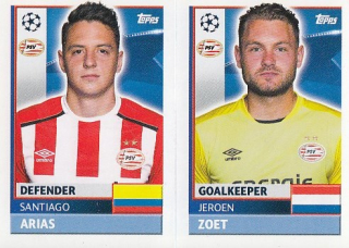 ZOET Jeroen ARIAS Topps Sticker 2016/2017 Champions league PSV4 PSV5