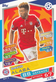 ALABA David Topps Match Attax 2016/2017 Champions league BAY4