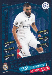 BENZEMA Karim Topps Match Attax 2016/2017 Champion league Winner RM15