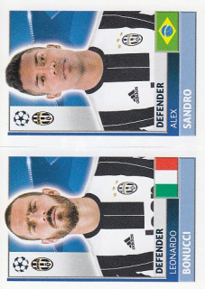 BONUCCI Leonardo SANDRO Topps Sticker 2016/2017 Champions league JUV8 JUV9