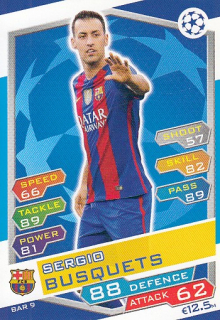 BUSQUETS Sergio Topps Match Attax 2016/2017 Champions league BAR 9