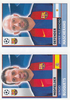 BUSQUETS Sergio MASCHERANO Topps Sticker 2016/2017 Champions league BAR10 BAR11