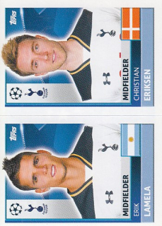 ERIKSEN Christian LAMELA Topps Sticker 2016/2017 Champions league TOT14 TOT15