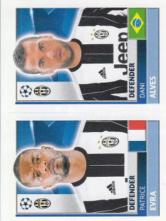 EVRA Patrice ALVES Dani Topps Sticker 2016/2017 Champions league JUV6 JUV7