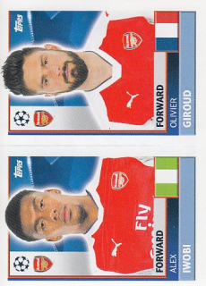 GIROUD Olivier IWOBI Topps Sticker 2016/2017 Champions league ARL18 ARL19