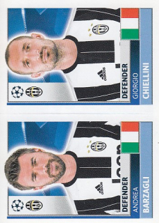 CHIELLINI Giorgio BARZAGLI Topps Sticker 2016/2017 Champion league JUV10 JUV11