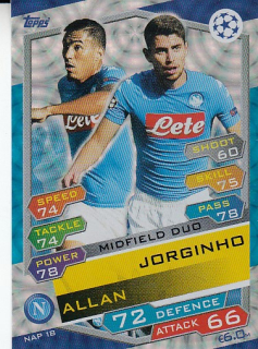 JORGINHO ALLAN Topps Match Attax 2016/2017 Champions league Duo NAP18