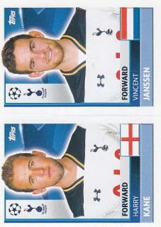 KANE Harry JANSSEN Topps Sticker 2016/2017 Champions league TOT18 TOT19