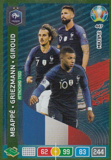 MBAPPÉ GRIEZMANN GIROUD Panini Adrenalyn XL 2020 Euro 2020 č. 447