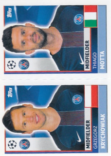 MOTTA Thiago KRYCHOVIAK Topps Sticker 2016/2017 Champions League PSG12 PSG13