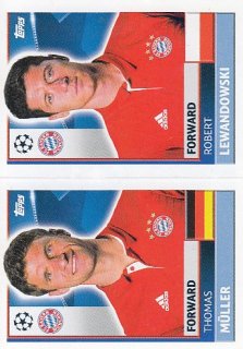 MÜLLER Thomas LEWANDOWSKI Robert Topps Sticker 2016/2017 Chamipons League BAY18 BAY19