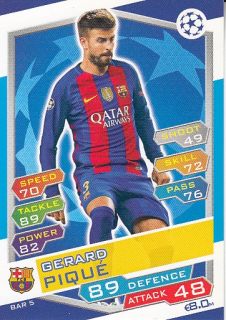 PIQUE Gerard Topps Match Attax 2016/2017 Champions League BAR5