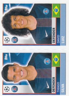 SILVA Thiago LUIZ Topps Sticker 2016/2017 Champions League PSG8 PSG9