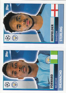 STERLING Raheem IHEANACHO Topps Sticker 2016/2017 Champion League QFG13 QFG14