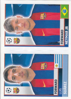 SUÁREZ Luis NEYMAR Jr. Topps Sticker 2016/2017 Champions League FCB18 FCB19