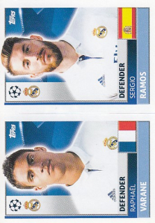 VARANE Raphaël RAMOS Sergio Topps Sticker 2016/2017 Champions League REA8 REA9