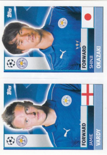 VARDY Jamie OKAZAKI Topps Sticker 2016/2017 Champions League LEI18 LEI 19