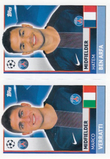 VERRATTI Marco BEN ARFA Topps Sticker 2016/2017 Champions League PSG14 PSG15