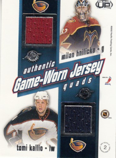 HNILIČKA Milan KALLIO KOVALCHUK Ilya ŠTEFAN Patrik Pacific Heads Up 2002/2003 Game-Worn Jersey Quads č. 2