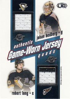 LANG Robert HEDBERG Johan PETERSON BEECH Pacific Heads Up 2002/2003 Game-Worn Jersey Quads č. 22