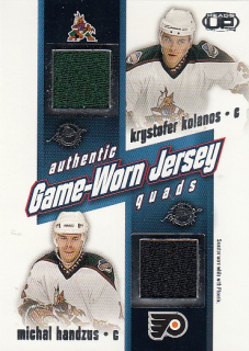 HANDZUŠ Michal KOLANOS Krystofer LANGKOW Daymond DOAN Shane Pacific Heads Up 2002/2003 Game-Worn Jersey Quads č. 21